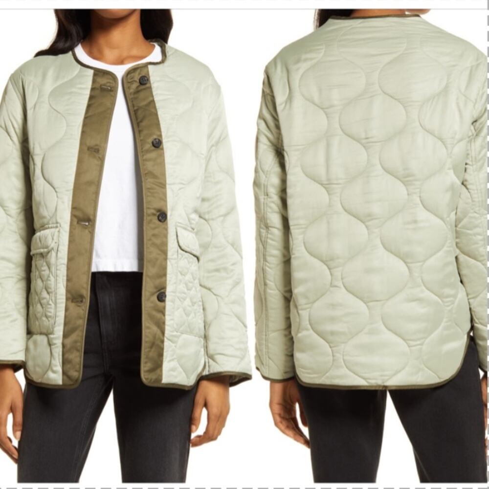 Allsaints Foxi Quilted Liner Jacket Green Size 6